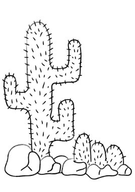 Beyaz zemin, vektör, illüstrasyon üzerine izole edilmiş güzel kaktüs karikatürü.