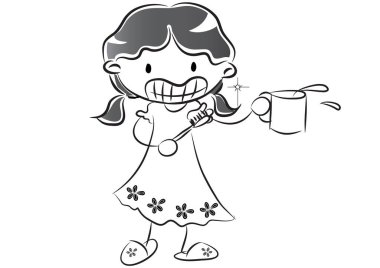 Beyaz arkaplanda izole edilmiş çizgi film çizimi, vektör, illüstrasyon 