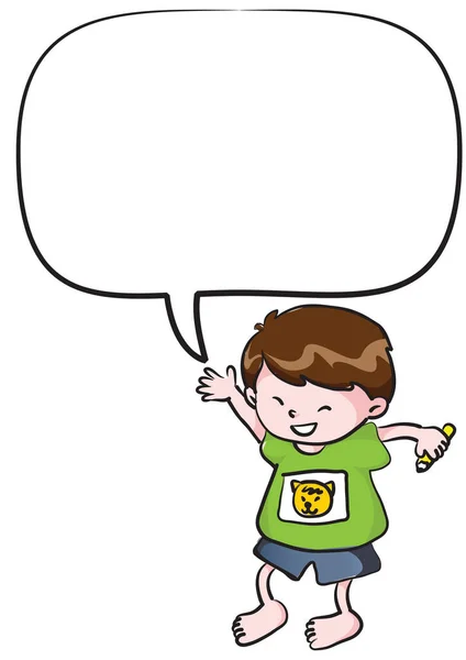 Cartone Animato Bambino Con Bolla Discorso Isolato Sfondo Bianco — Vettoriale Stock