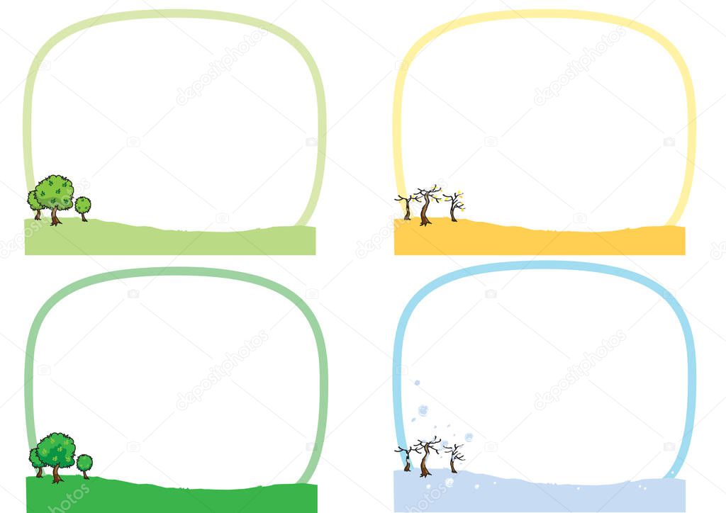 cartoon frames of four seasons isolated on white background,changing seasons concept 