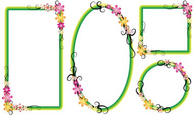 Çerçevede çiçekler ve kelebekler