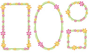 Beyaz arkaplanda izole edilmiş boş alanı olan güzel dekoratif çerçeveler, vektör illüstrasyonu 