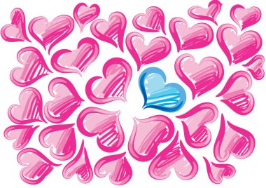 Güzel dekoratif kalp koleksiyonu, aşk konsepti 