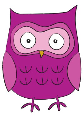 Beyaz arka planda sevimli çizgi film baykuşu