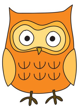 Beyaz arka planda sevimli çizgi film baykuşu