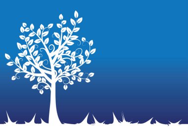 Mavi gökyüzü olan vektör ağacı