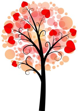 Beyaz arkaplanda bir kalp ağacının vektör çizimi 