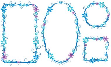 Beyaz arkaplanda izole edilmiş boş alanı olan güzel dekoratif çerçeveler, vektör illüstrasyonu 