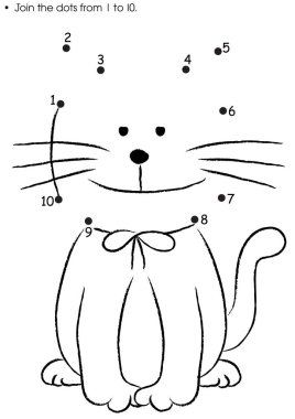 Çocuklar için boyama kitabı. Tatlı çizgi film kedisi yerde oturuyor ve gülümsüyor..