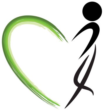 Yeşil yaprak ve kalp şeklinde bir kadın