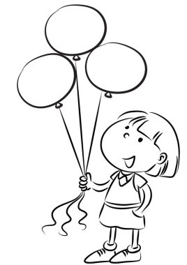 Elinde balon tutan küçük bir kızın resmi.