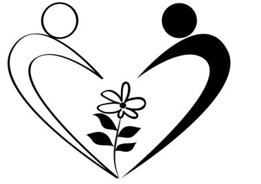 Beyaz arkaplanda bir kalp şeklinin vektör çizimi 