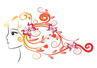 Çiçekli güzel kadın.