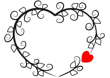 Beyaz arkaplanda bir kalp şeklinin vektör çizimi 