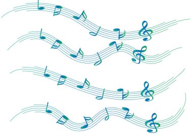 Beyaz arkaplanda müzik notaları 