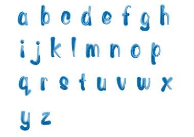 beyaz arkaplanda izole edilmiş çizgi film dekoratif alfabesi, vektör illüstrasyonu