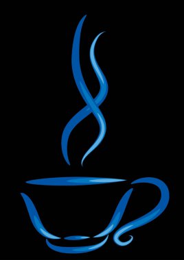 Siyah arkaplanda kahve fincanı simgesi