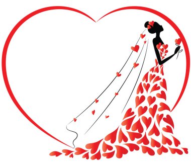 Güzel bir gelinin vektör çizimi