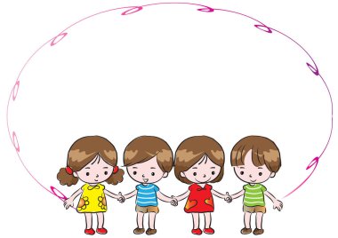 Boş afişi olan çizgi film çocukları