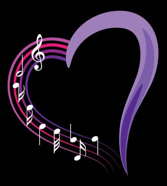 Bir müzik notası ve kalbin vektör çizimi