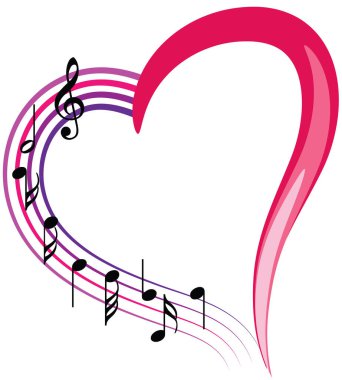Bir kalp ve müzik notalarının vektör çizimi