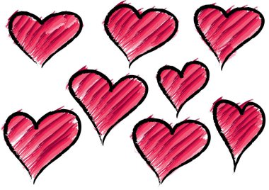 Güzel dekoratif kalp koleksiyonu, aşk konsepti 