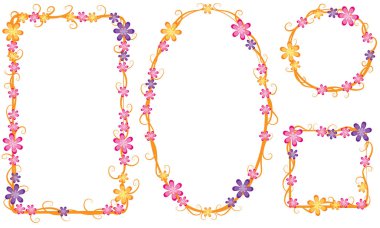 Beyaz arkaplanda izole edilmiş boş alanı olan güzel dekoratif çerçeveler, vektör illüstrasyonu 