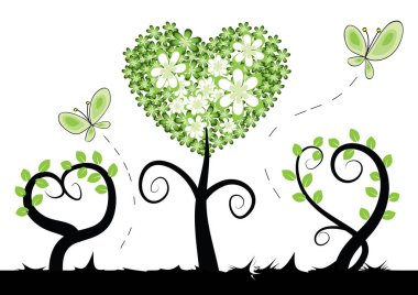 Kelebekli ve çiçekli ağaç