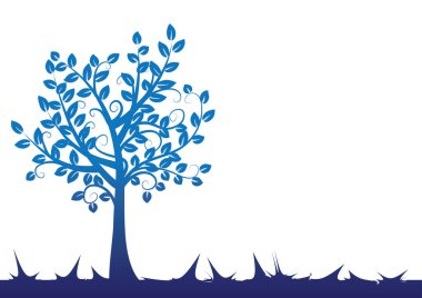 Yaprakları ve bitkileri olan vektör ağacı