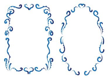 Köşeli mavi ve beyaz çerçevenin vektör çizimi