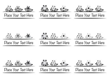 Siyah ve beyaz çiçeklerin vektör çizimleri