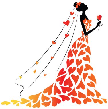 Beyaz arka planda izole edilmiş gelinlik içinde güzel bir gelin, evlilik kavramı. 