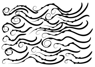 Siyah ve beyaz çizgilerin vektör kümesi.