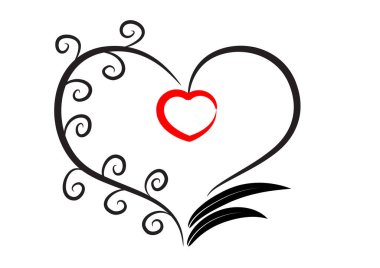 Beyaz arkaplanda bir kalbin vektör illüstrasyonu 