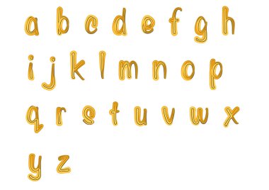 beyaz arkaplanda izole edilmiş çizgi film dekoratif alfabesi, vektör illüstrasyonu