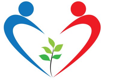 Beyaz arkaplanda bir kalp şeklinin vektör çizimi 