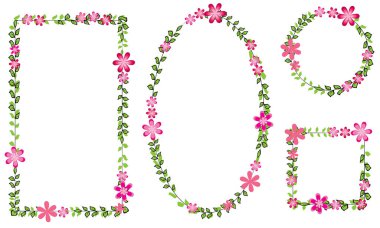 Çiçekli ve kelebekli bir çerçeve