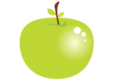 Beyaz arkaplanda yeşil elma 