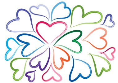 Beyaz arkaplandaki kalplerin vektör çizimi 