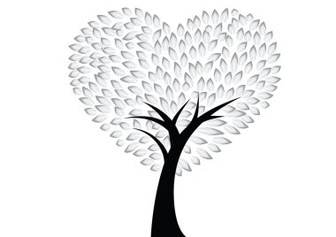 Beyaz arkaplanda ağaç silueti izole edildi