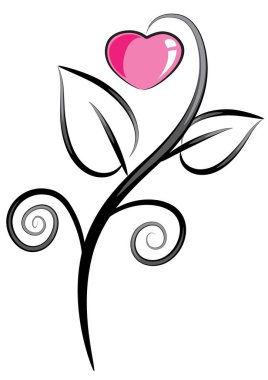 Bitkinin üzerindeki kalbin vektör illüstrasyonu 