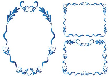 Çelenkli mavi ve beyaz çerçevenin vektör çizimi
