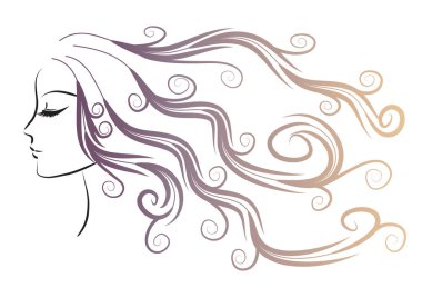 Güzel kadın yüzü, uzun saçlı.