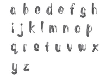 beyaz arkaplanda izole edilmiş çizgi film dekoratif alfabesi, vektör illüstrasyonu