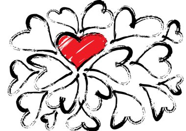 Güzel dekoratif kalp koleksiyonu, aşk konsepti 