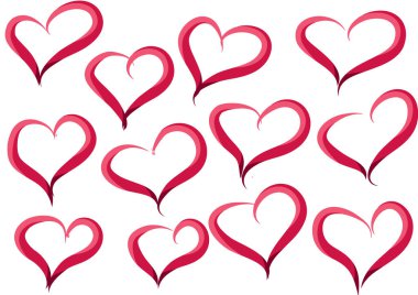 Güzel dekoratif kalp koleksiyonu, aşk konsepti 