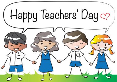 Bir grup çocuğun vektör çizimi