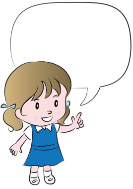 Konuşma balonu olan bir kızın çizimi