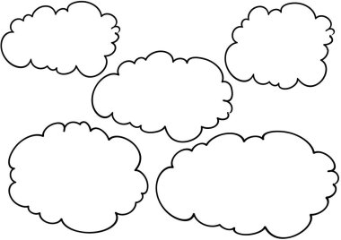 Beyaz arkaplandaki bulutların vektör kümesi