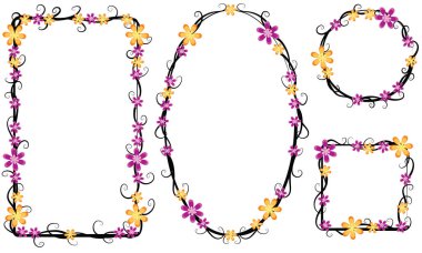 Beyaz arkaplanda izole edilmiş boş alanı olan güzel dekoratif çerçeveler, vektör illüstrasyonu 